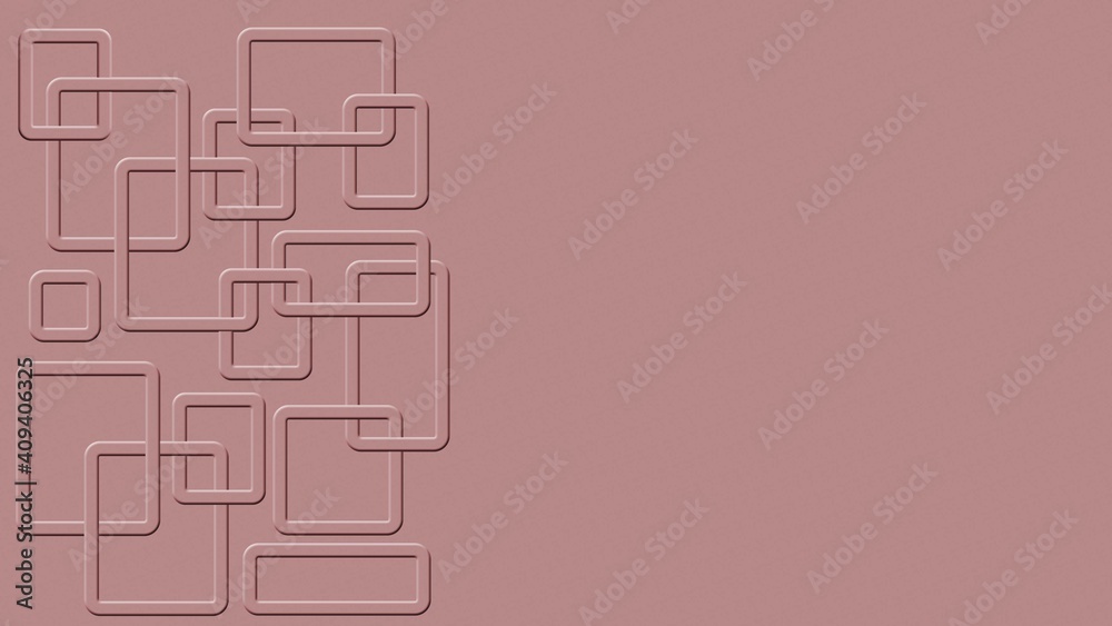 Poster modern design of graphic elements in rose color - rectangle frames arranged in ornament structure - 