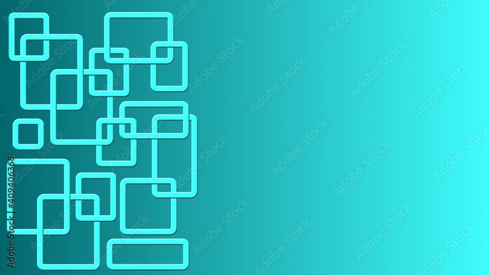 Poster modern design of graphic elements in turquoise color - rectangle frames arranged in ornament structu