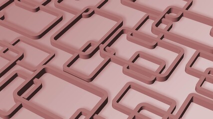 Modern design of graphic elements in rose color - rectangle frames arranged in ornament structure - 3D Illustration