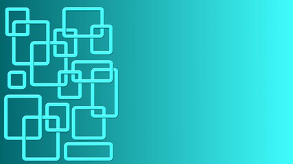Modern design of graphic elements in turquoise color - rectangle frames arranged in ornament structure on background with gradient - space for your text - 3D Illustration
