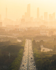 sunset over the city