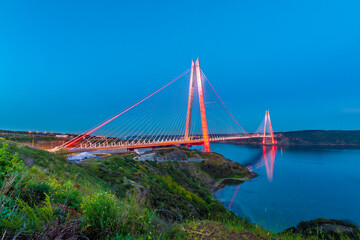 Yavuz Sultan Selim Bridge over Istanbul Bosphorus night view in Turkey