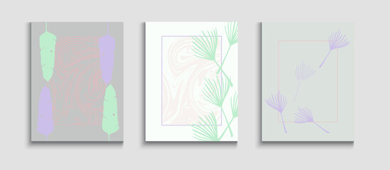 Obraz premium Abstract Asian Vector Banners Set. Hand Drawn Trendy Background.