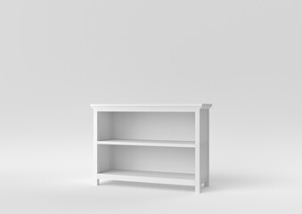 White Shoe rack. Retail shelf rack on white background. minimal concept idea. monochrome. 3d render.