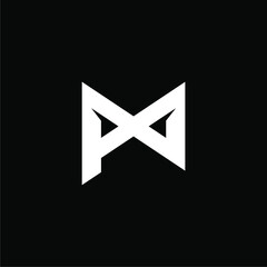 P M letter eyes logo design