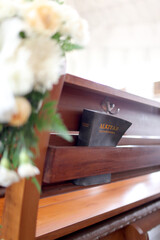 bible behind the church seat