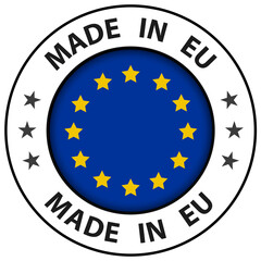 Made in EU icon, vector circle europe button.