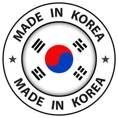 Made in Korea icon, circle button, vector illustration.