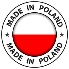Made in Poland icon, circle button, vector illustration.