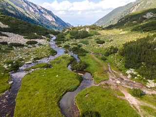Naklejka premium Aerial view of Banderitsa River at Pirin Mountain, Bulgaria