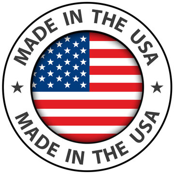 Made in the USA icon, vector circle american button.