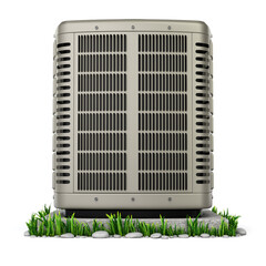 Front view of heating and air conditioner unit on the stand - 3D illustration - 409409596