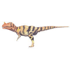 Watercolor dinosaur Hand drawn hand painted dino Caratosaurus. T-rex. 