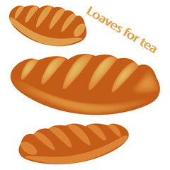 Wheat Loaf of bread loaf. Freshly loaves. Vector illustration, isolated on white background.