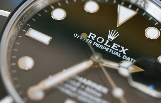 Bangkok Thailand- January 28,2021:Close up Rolex Submariner Date Steel Black Ceramic Men's Wrist watch