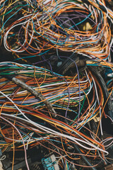 Picture of a used wiring harness waiting for recycling.