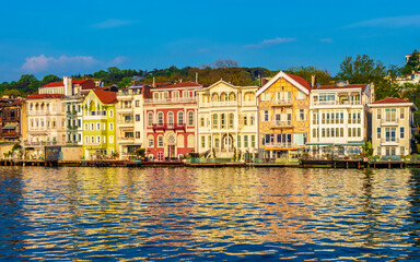 View of the first raw of the old finest Ottoman era waterfront houses in Istanbul