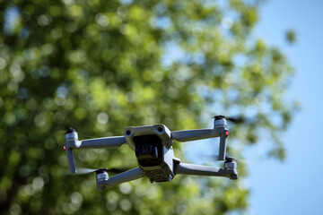 Drone departing in the garden