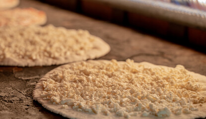 Akawi Manakish Cheese in the oven.
