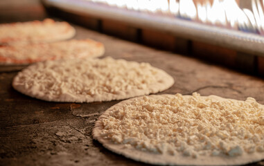 Akawi Manakish Cheese in the oven.