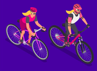 Cyclists Couple Isometric Composition