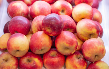 red apples background  in the a market