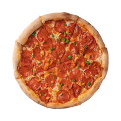 Pepperoni pizza with sweet pepper isolate on a white background