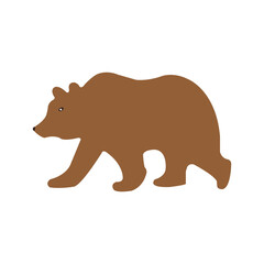 Brown Grizzly Bear Vector Illustration on White