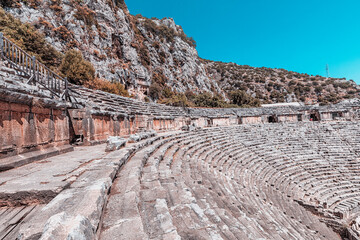Ancient Lycian Amphitheater at the Myra Archaeological Site in Turkey