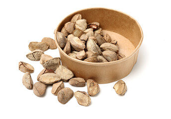 Brazil nuts on white background