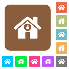 Home quarantine rounded square flat icons