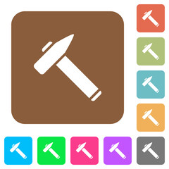 Old hammer rounded square flat icons