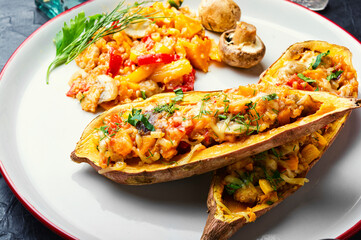 Sweet potato baked with vegetables