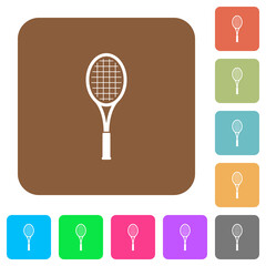Single tennis racket rounded square flat icons