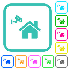Home security vivid colored flat icons