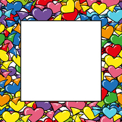 square Greeting card Happy Valentines Day with hearts