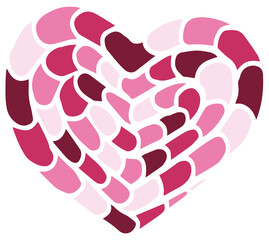 vector hand drawn illustration of mosaic heart for design