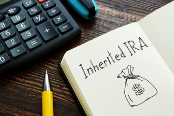 Inherited IRA is shown on the conceptual photo using the text - obrazy, fototapety, plakaty