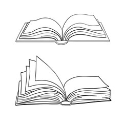 books sketch vector and illustration, black and white.