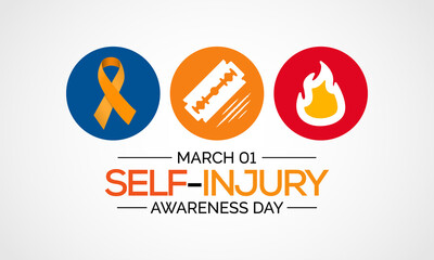 Vector illustration on the theme of Self Injury Awareness Day In honor of Adolescent, which occurs annually on March 1st.