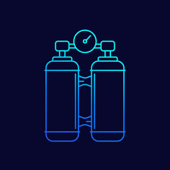 oxygen tanks line icon, vector