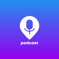 podcast logo icon with pin marker