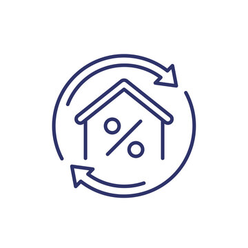 Mortgage Refinance Line Icon On White