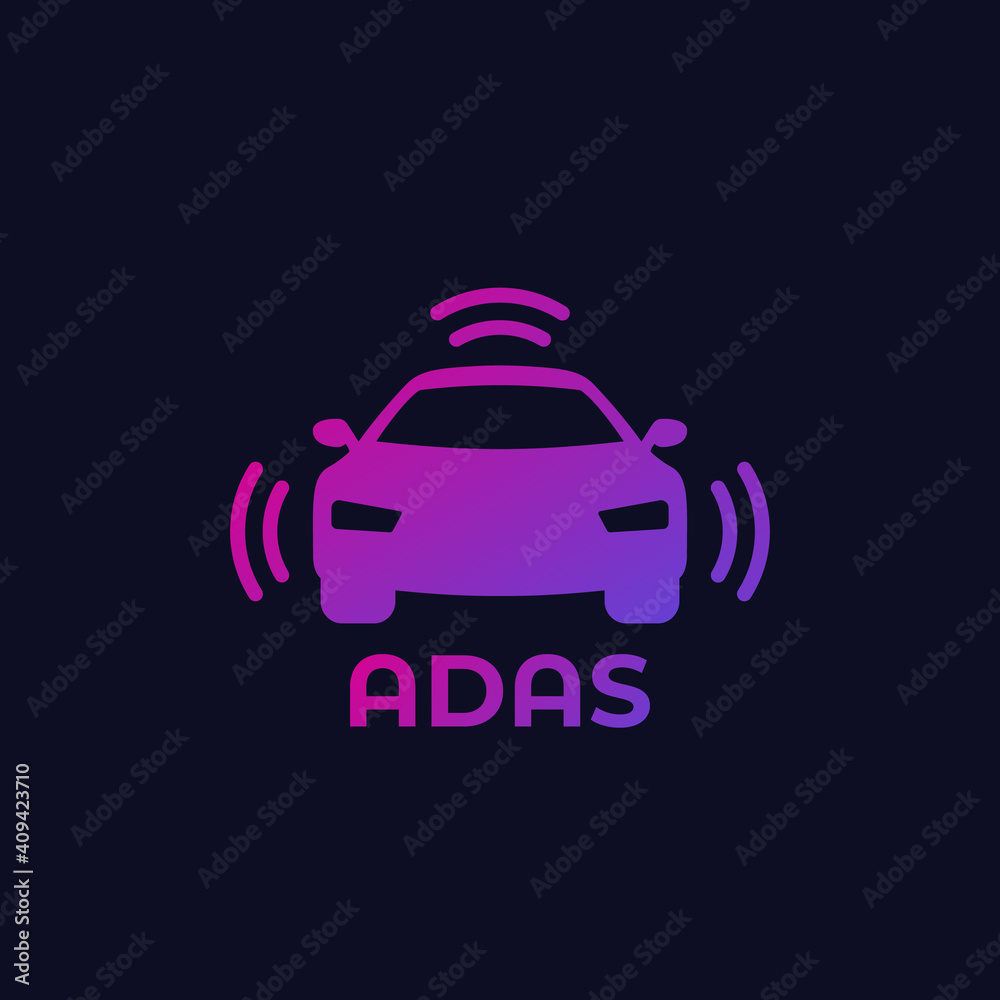 Poster Advanced driver-assistance system vector icon