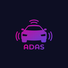 Advanced driver-assistance system vector icon