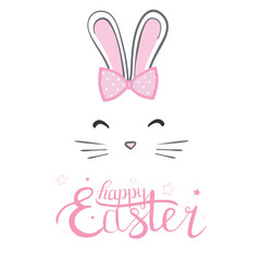 Happy Easter Bunny illustration. Cute Rabbit cartoon character.