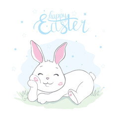 Obraz na płótnie Canvas Happy Easter Bunny illustration. Cute Rabbit cartoon character.