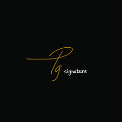 PG initial handwritten calligraphy, for monogram and logo