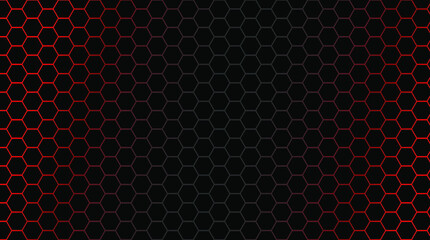 Abstract red  light hexagon line in grey modern luxury futuristic background