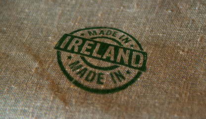 Fototapeta na wymiar Made in Ireland stamp and stamping
